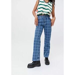 BP Be Responsible BLUE PLAID DENIM JEANS STRAIGHT LEG Size 27‎ NWOT